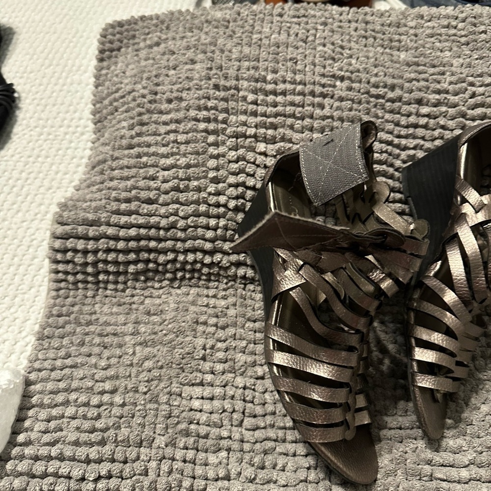 Me Too Brown Wedge Sandals with Strappy Design